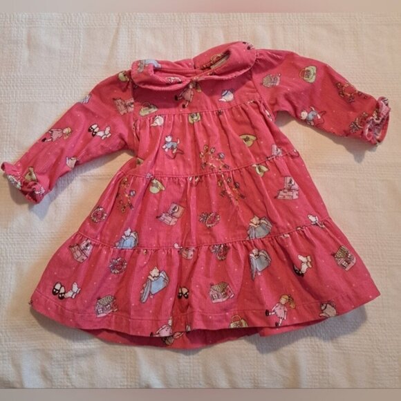 Le Top girls size 6 months pink corduroy tiered dress, tie in back, EUC - Picture 1 of 6